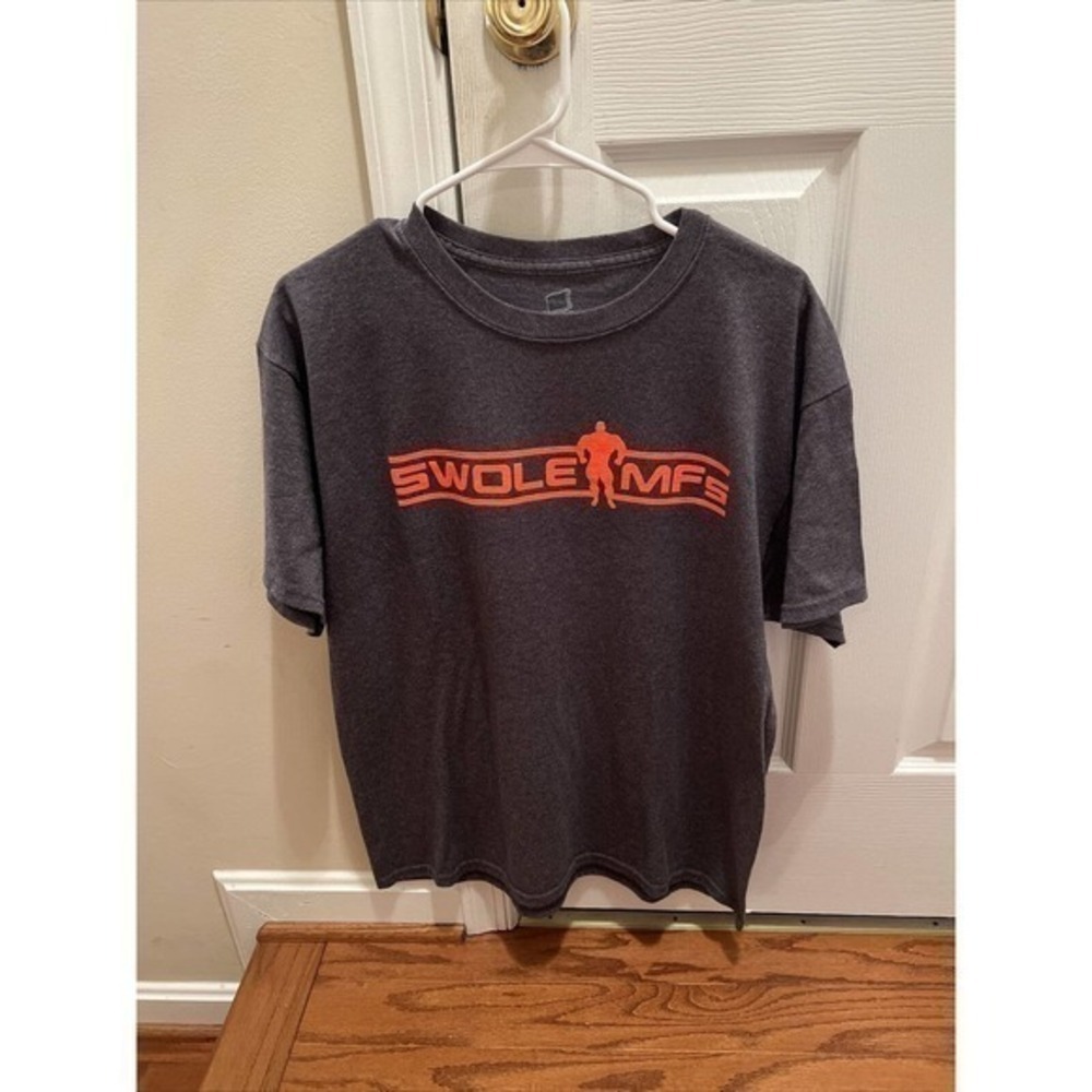 Unisex Hanes Comfort Soft T-Shirt Gray Short Sleeve Cotton Graphic‎ Tee Large!!